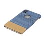 Stofblauw leerbruin combinatie hoesje iPhone X XS hardcase cover