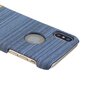 Stofblauw leerbruin combinatie hoesje iPhone X XS hardcase cover