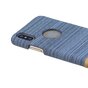 Stofblauw leerbruin combinatie hoesje iPhone X XS hardcase cover