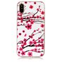 Hoesje iPhone X XS rode takken bloemen lente TPU wit