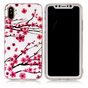 Hoesje iPhone X XS rode takken bloemen lente TPU wit