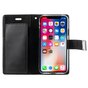 Mercury Wallet lederen portemonnee TPU case iPhone X XS - Bookcase Zwart