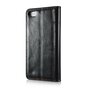 Caseme Oil Wallet lederen case geschikt voor iPhone 5 5s SE 2016 - Bookcase Zwart