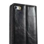 Caseme Oil Wallet lederen case geschikt voor iPhone 5 5s SE 2016 - Bookcase Zwart