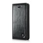 Caseme Oil Wallet lederen case geschikt voor iPhone 5 5s SE 2016 - Bookcase Zwart