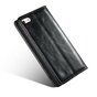 Caseme Oil Wallet lederen case geschikt voor iPhone 5 5s SE 2016 - Bookcase Zwart