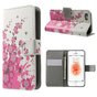 Bloesem Bijen iPhone 5 5s SE 2016 kunstlederen Wallet Bookcase hoesje - Roze Wit