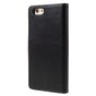 Mercury Blue Moon Bookcase wallet geschikt voor iPhone 6 6s Hoesje - Zwart Lederen