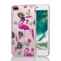 Flamingo tropische glitter TPU hoesje iPhone 7 Plus 8 Plus - Doorzichtig Roze Groen