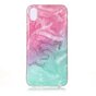 Marmer TPU Hoesje Transparant iPhone XR - Blauw Roze