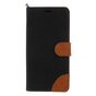 Lederen Fabric iPhone XS Max Bookcase hoesje Standaard - Bruin Zwart