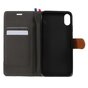 Lederen Fabric iPhone XS Max Bookcase hoesje Standaard - Bruin Zwart