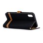 Fabric Lederen iPhone XS Max Bookcase wallet hoesje Standaard - Zwart Bruin