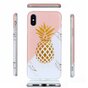 Flexibel hoesje gouden ananas marble gold marmer iPhone X XS - Roze Wit