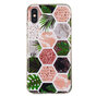 Zeshoeken Print zacht TPU hoesje iPhone X XS cover - Bladeren en Marmer