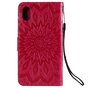 Zonnebloem patroon Leren Wallet Bookcase iPhone XR hoesje - Rood standaard