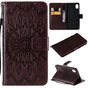 Zonnebloem patroon Leren Wallet Bookcase iPhone XR hoesje - Bruin standaard