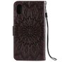 Zonnebloem patroon Leren Wallet Bookcase iPhone XR hoesje - Bruin standaard