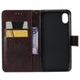 Zonnebloem patroon Leren Wallet Bookcase iPhone XR hoesje - Bruin standaard