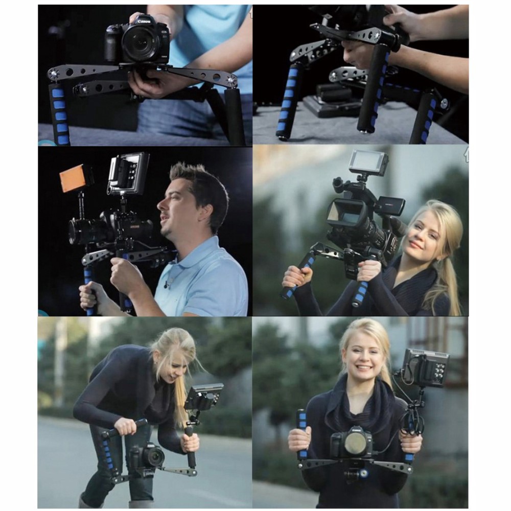 Onbevredigend Expliciet flexibel Opvouwbare Camera RIG stabilizer DSLR camera aluminium schouderstatief - Zwart Blauw Onbevredigend Expliciet flexibel Opvouwbare Camera RIG stabilizer DSLR camera aluminium schouderstatief - Zwart Blauw