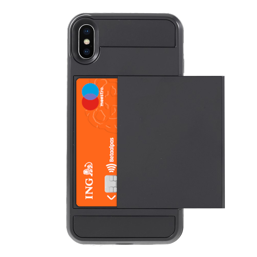 Verlating te binden Verpersoonlijking Secret pasjeshouder hoesje iPhone XS Max hardcase portemonnee wallet - Zwart