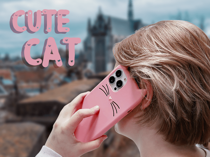 Roze kat iPhone hoesje