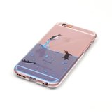 Doorzichtig pinguin hoesje iPhone 6 6s TPU silicone cover zee transparant blauw_