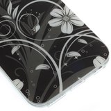 Zwart witte bloemen TPU hoesje iPhone 6 6s case_