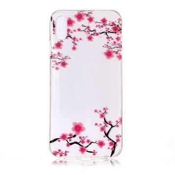 Doorzichtig geschikt voor iPhone X XS TPU Bloesem hoesje - Roze bloemen Doorzichtig geschikt voor iPhone X XS TPU Bloesem hoesje - Roze bloemen