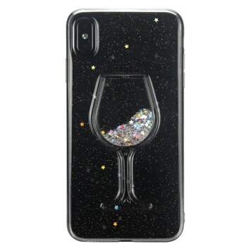 Transparant Glitter Wijnglas Hoesje geschikt voor iPhone XS Max - Glitter Transparant Glitter Wijnglas Hoesje geschikt voor iPhone XS Max - Glitter