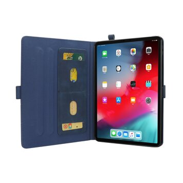 Lederen geschikt voor iPad Pro 12.9-inch 2018 Case met Cover Hoes Wallet Portemonnee - Blauw Lederen geschikt voor iPad Pro 12.9-inch 2018 Case met Cover Hoes Wallet Portemonnee - Blauw