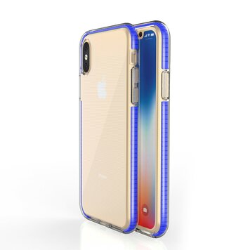 Beschermend gekleurde rand hoesje geschikt voor iPhone X XS Case TPE TPU back cover - Blauw Beschermend gekleurde rand hoesje geschikt voor iPhone X XS Case TPE TPU back cover - Blauw