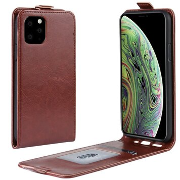 Verticale Flip kunstleer wallet hoesje geschikt voor iPhone 11 Pro case - Bruin Verticale Flip kunstleer wallet hoesje geschikt voor iPhone 11 Pro case - Bruin