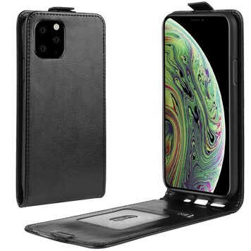 Verticale Flip kunstleer wallet hoesje geschikt voor iPhone 11 Pro case - Zwart Verticale Flip kunstleer wallet hoesje geschikt voor iPhone 11 Pro case - Zwart