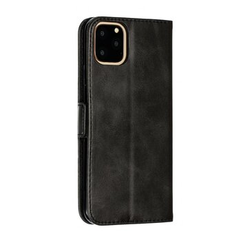 Leren Wallet Bookcase hoesje portemonnee geschikt voor iPhone 11 Pro Max - Zwart Leren Wallet Bookcase hoesje portemonnee geschikt voor iPhone 11 Pro Max - Zwart