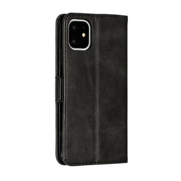 Leren Wallet Bookcase hoesje portemonnee geschikt voor iPhone 11 - Zwart Leren Wallet Bookcase hoesje portemonnee geschikt voor iPhone 11 - Zwart