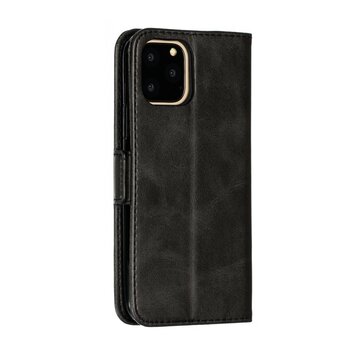 Leren Wallet Bookcase hoesje portemonnee geschikt voor iPhone 11 Pro - Zwart Leren Wallet Bookcase hoesje portemonnee geschikt voor iPhone 11 Pro - Zwart