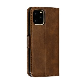 Leren Wallet Bookcase hoesje portemonnee geschikt voor iPhone 11 Pro - Bruin Leren Wallet Bookcase hoesje portemonnee geschikt voor iPhone 11 Pro - Bruin