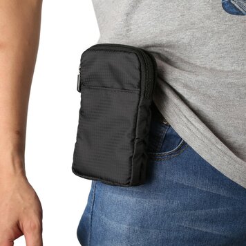 Universele Sport Heuptasje met karabijnhaak - Zwart 16.5 x 9 x 3 cm Universele Sport Heuptasje met karabijnhaak - Zwart 16.5 x 9 x 3 cm