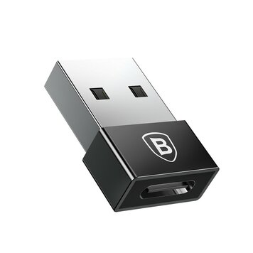 Baseus USB-A Male naar USB-C Female 2.4A Mini Adapter - Zwart Baseus USB-A Male naar USB-C Female 2.4A Mini Adapter - Zwart