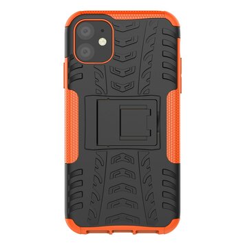 Hybride standaard case shockproof hoesje geschikt voor iPhone 11 - Oranje Hybride standaard case shockproof hoesje geschikt voor iPhone 11 - Oranje