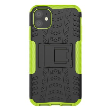 Hybride standaard case shockproof hoesje geschikt voor iPhone 11 - Groen Zwart Hybride standaard case shockproof hoesje geschikt voor iPhone 11 - Groen Zwart