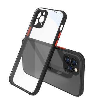 Clear kunststof hoesje geschikt voor iPhone 12 en iPhone 12 Pro - transparant met zwart Clear kunststof hoesje geschikt voor iPhone 12 en iPhone 12 Pro - transparant met zwart