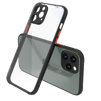 Clear kunststof hoesje geschikt voor iPhone 12 Pro Max - transparant met zwart Clear kunststof hoesje geschikt voor iPhone 12 Pro Max - transparant met zwart