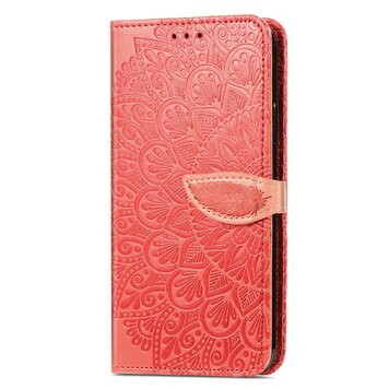 Wallet Bookcase kunstleer mandala hoesje geschikt voor iPhone 13 mini - rood