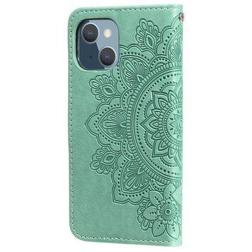 Wallet Bookcase kunstleer mandala hoesje geschikt voor iPhone 13 mini - groen