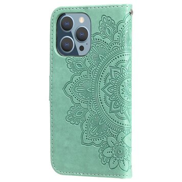 Wallet Bookcase kunstleer mandala hoesje geschikt voor iPhone 13 Pro Max - groen Wallet Bookcase kunstleer mandala hoesje geschikt voor iPhone 13 Pro Max - groen
