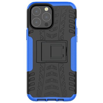 Shockproof TPU met stevig hoesje geschikt voor iPhone 13 Pro Max - blauw en zwart Shockproof TPU met stevig hoesje geschikt voor iPhone 13 Pro Max - blauw en zwart