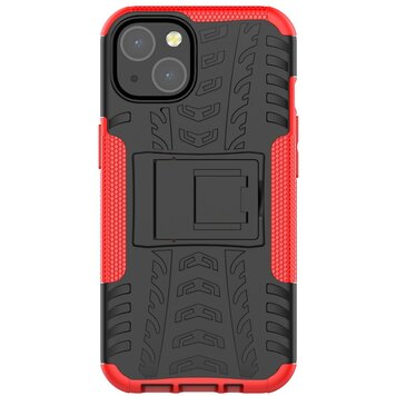 Shockproof TPU met stevig hoesje geschikt voor iPhone 13 - Rood en zwart Shockproof TPU met stevig hoesje geschikt voor iPhone 13 - Rood en zwart