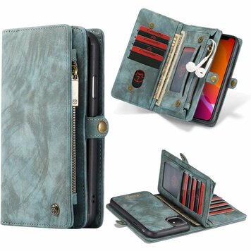 Caseme Retro Wallet splitleder hoesje geschikt voor iPhone 11 - blauw Caseme Retro Wallet splitleder hoesje geschikt voor iPhone 11 - blauw